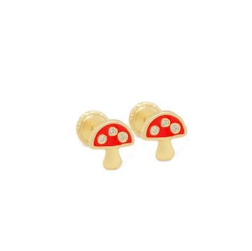Red Enamel Mushroom with CZ