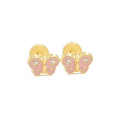Pink Enamel Butterfly with CZ